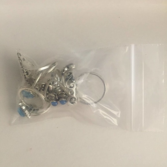 11 Piece Blue Crystal Turtle Midi Silver Tone Ring Set - Picture 7 of 7